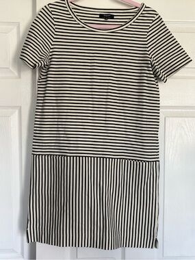 Madewell Black and White Striped Short Sleeve Mini Dress